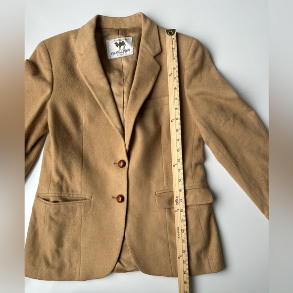 Vintage Camel Hair Blend Tan Thick Lined Button Blazer Jacket Women’s Small - Picture 6 of 7